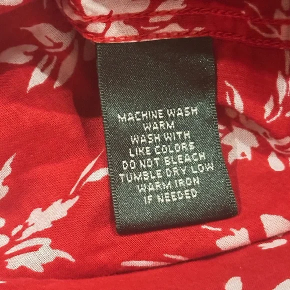 Lauren Ralph Lauren Women’s Red Floral Button Down Shirt 3/4 Sleeve - Picture 4 of 4